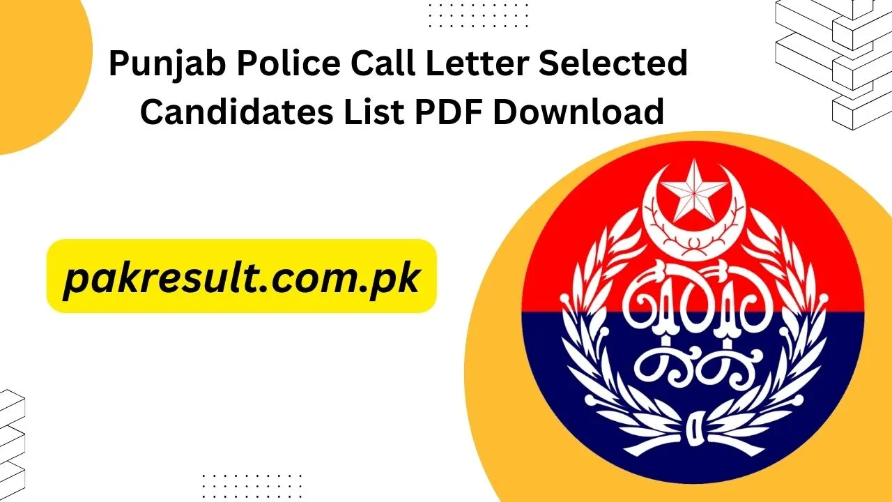 Punjab Police Call Letter 2024 Selected Candidates List PDF Download